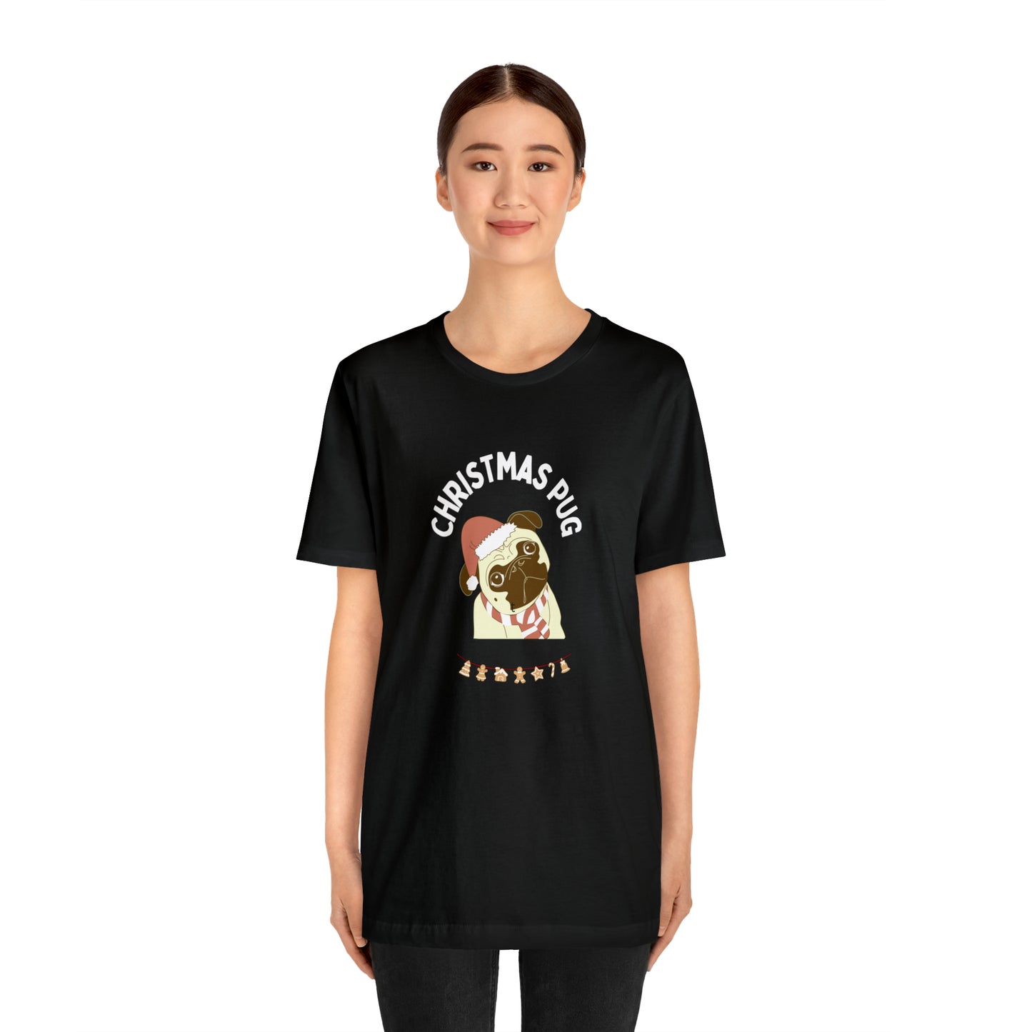 Christmas Pug Unisex Jersey Short Sleeve Tee