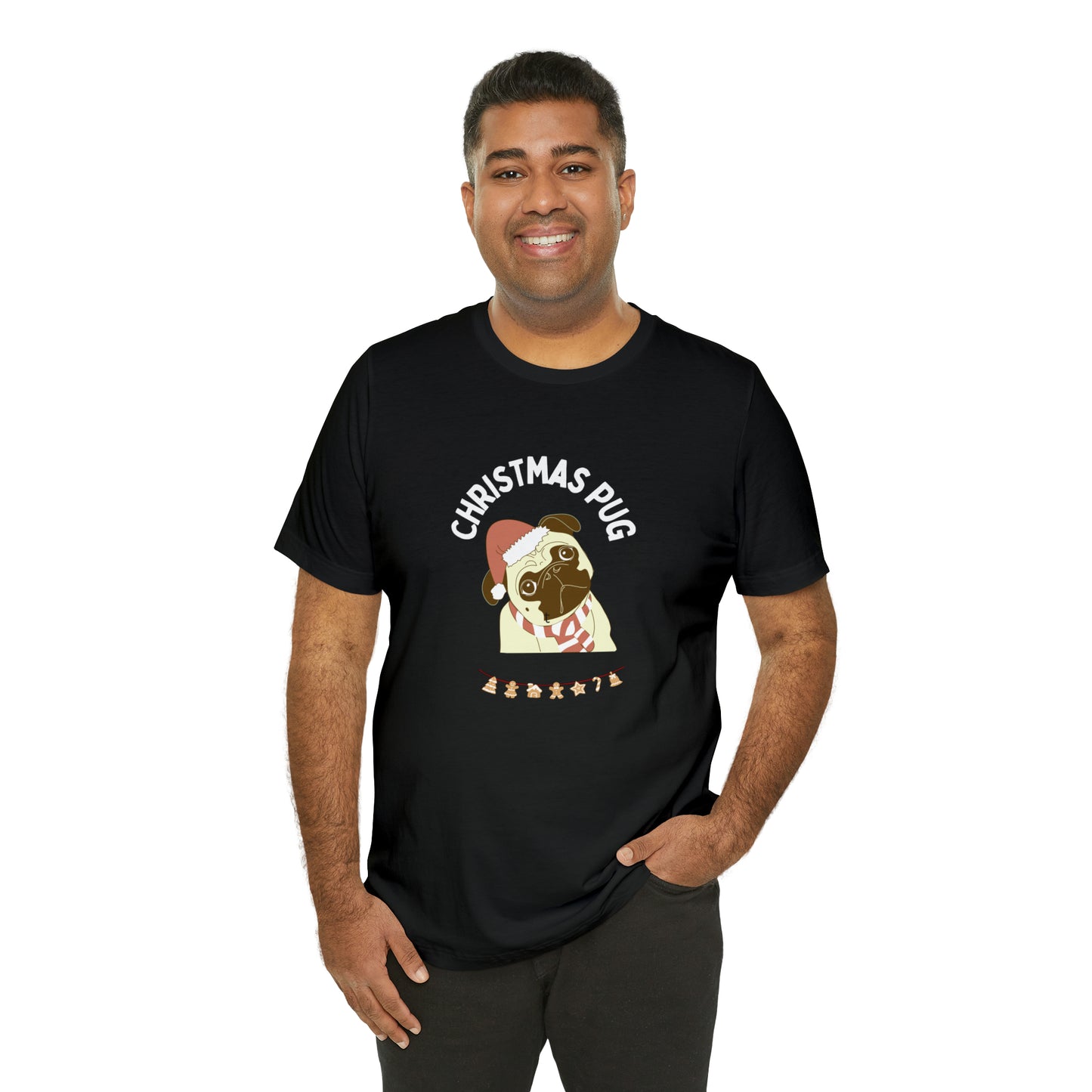 Christmas Pug Unisex Jersey Short Sleeve Tee