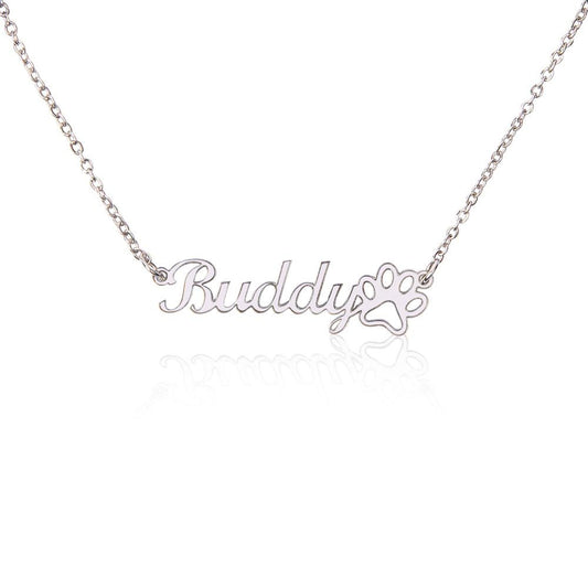 Name Necklace and Paw Print
