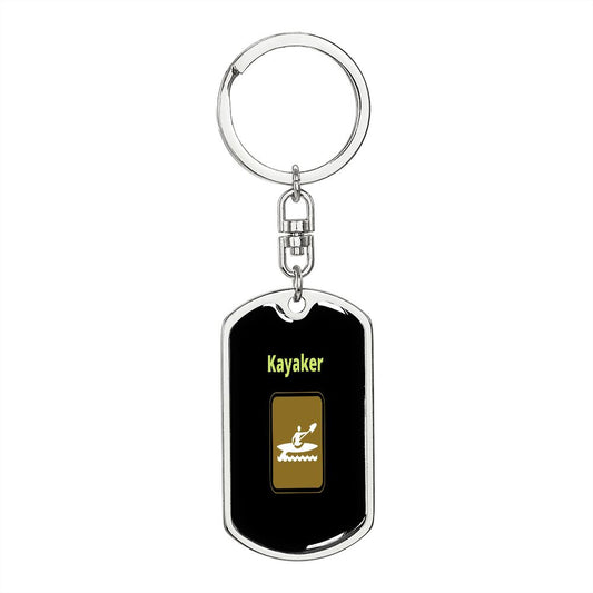 Kayaker Dog Tag Keychain