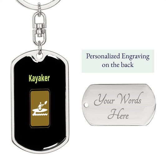 Kayaker Dog Tag Keychain