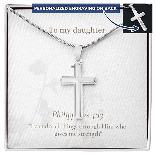 To my daughter, Personalized Cross Necklace