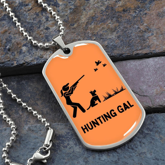 Hunting Gal Dog Tag Necklace