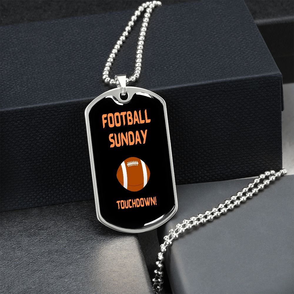 Football Sunday Touchdown! Dog Tag Chain Necklace