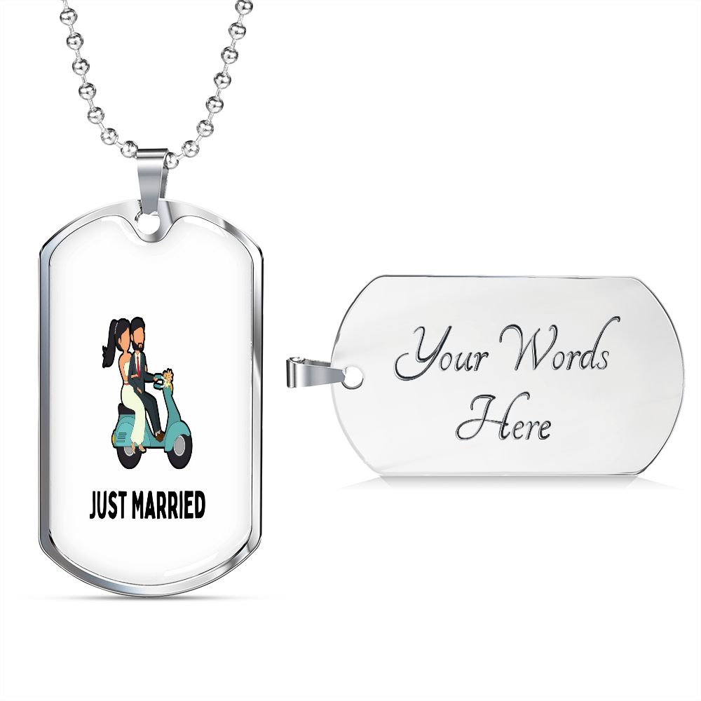 Just Married Dog Tag Necklace