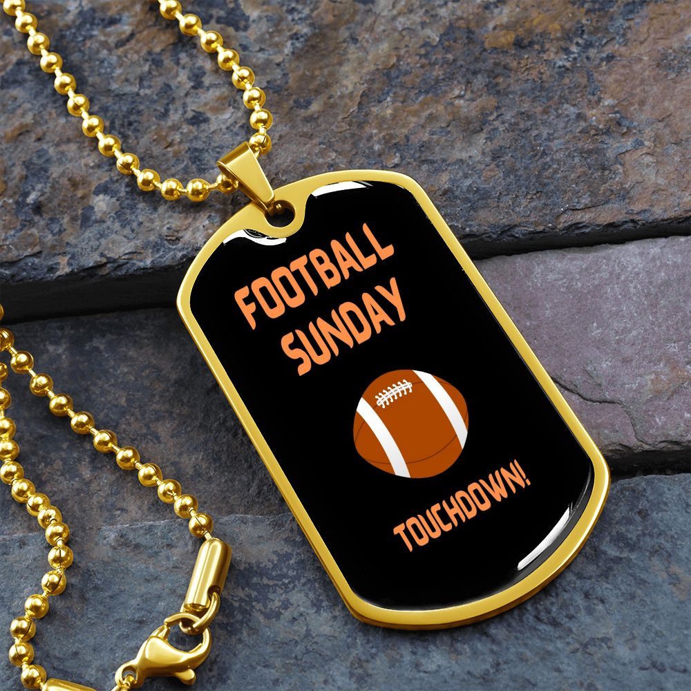 Football Sunday Touchdown! Dog Tag Chain Necklace –