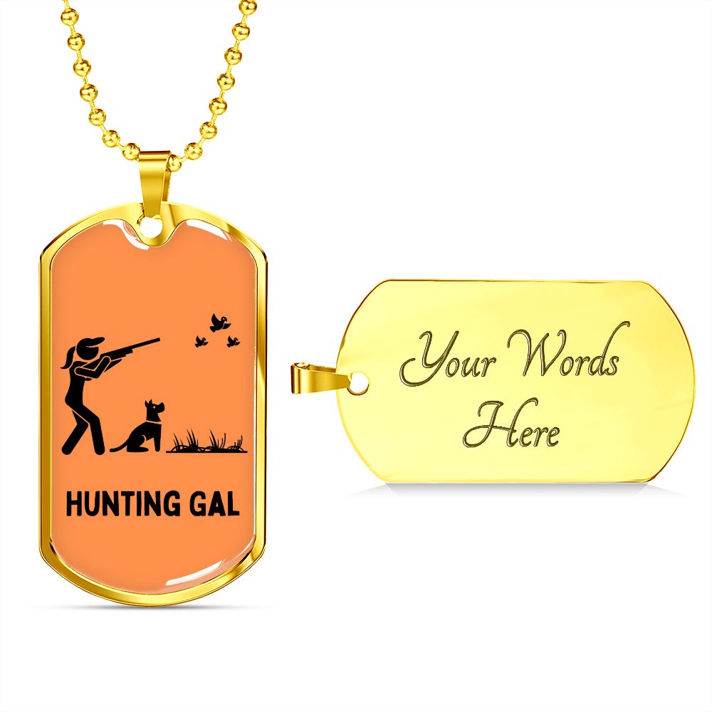 Hunting Gal Dog Tag Necklace