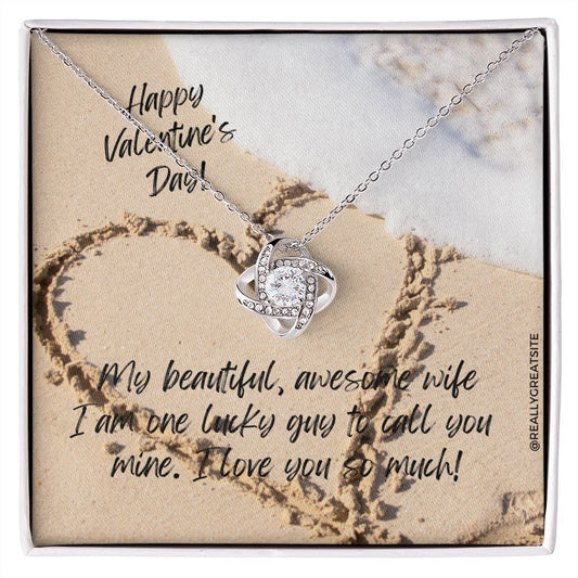 To My Wife Happy Valentine's Day Love Knot Necklace
