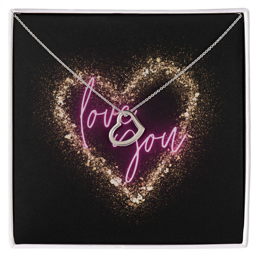 Love you, delicate heart necklace