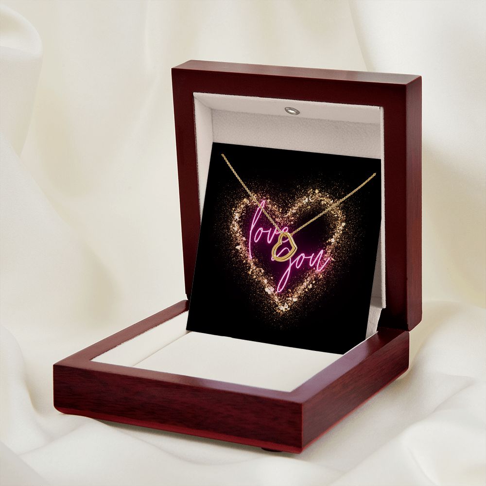 Love you, delicate heart necklace