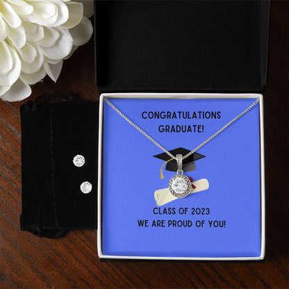 Congratulations Graduate! Eternal Hope Necklace and Cubic Zirconia Earring Set