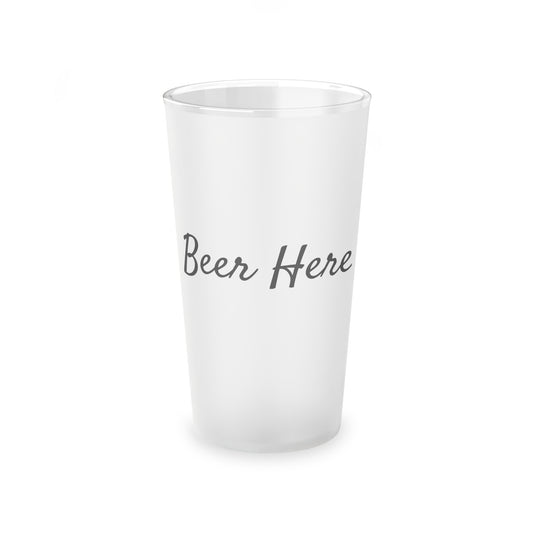 Beer Here Frosted Pint Glass, 16oz